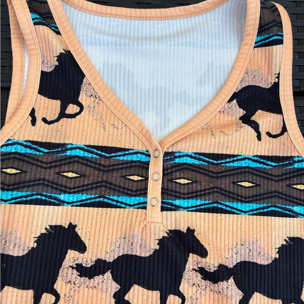 Sleeveless Top with Horse Print